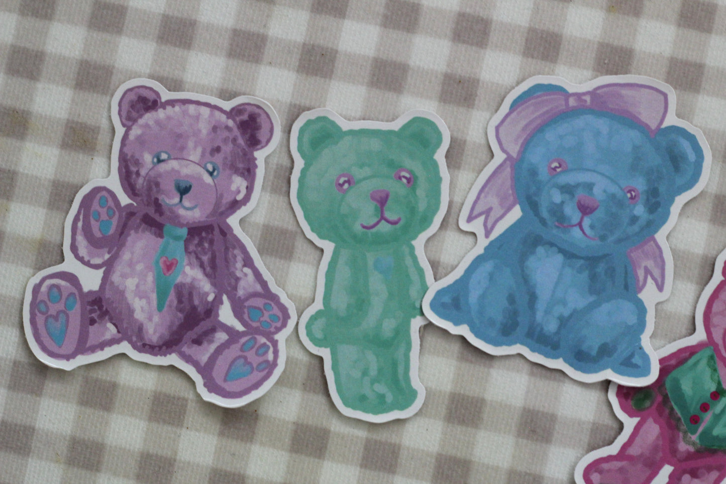 Pastel Teddy Bears, Waterproof Sticker Pack