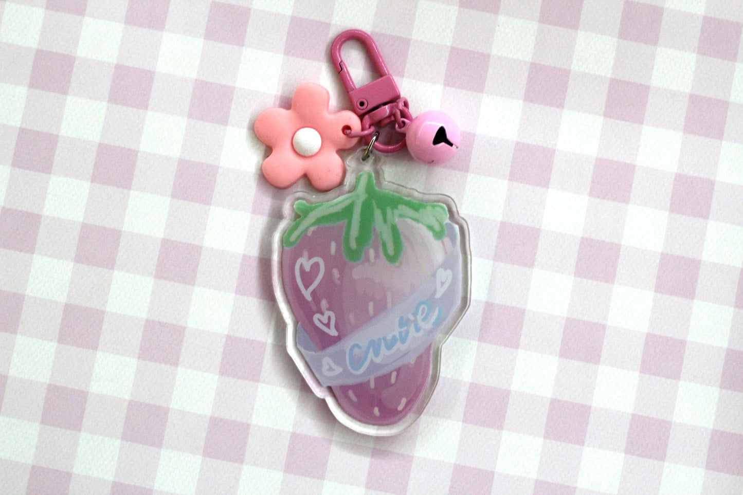 Strawberry Cutie Acrylic Keychain.