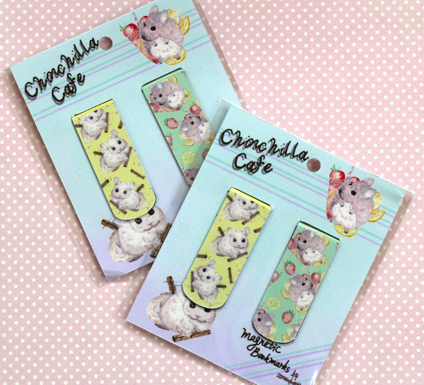 Chinchilla Cafe Magnetic Bookmarks (blue)