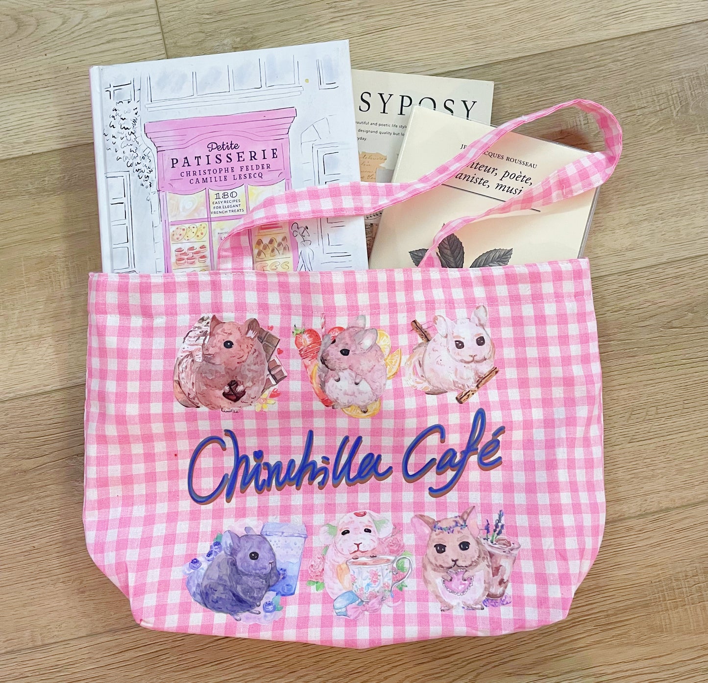 Chinchilla Cafe Pink Tote Bag.