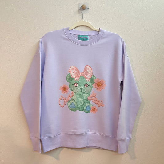 Choco Bear, Taro Color Crew Neck Sweater - strawberryinmint