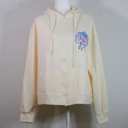 Hier au Soir, Pastel Yellow Light Hoodie Jacket. - strawberryinmint