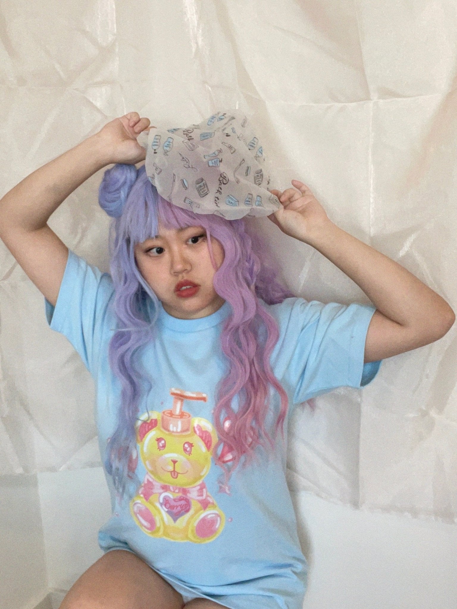 Shampoo Bear, Kawaii Design T shirt. Unisex T shirt. Cotton Shirt. - strawberryinmint