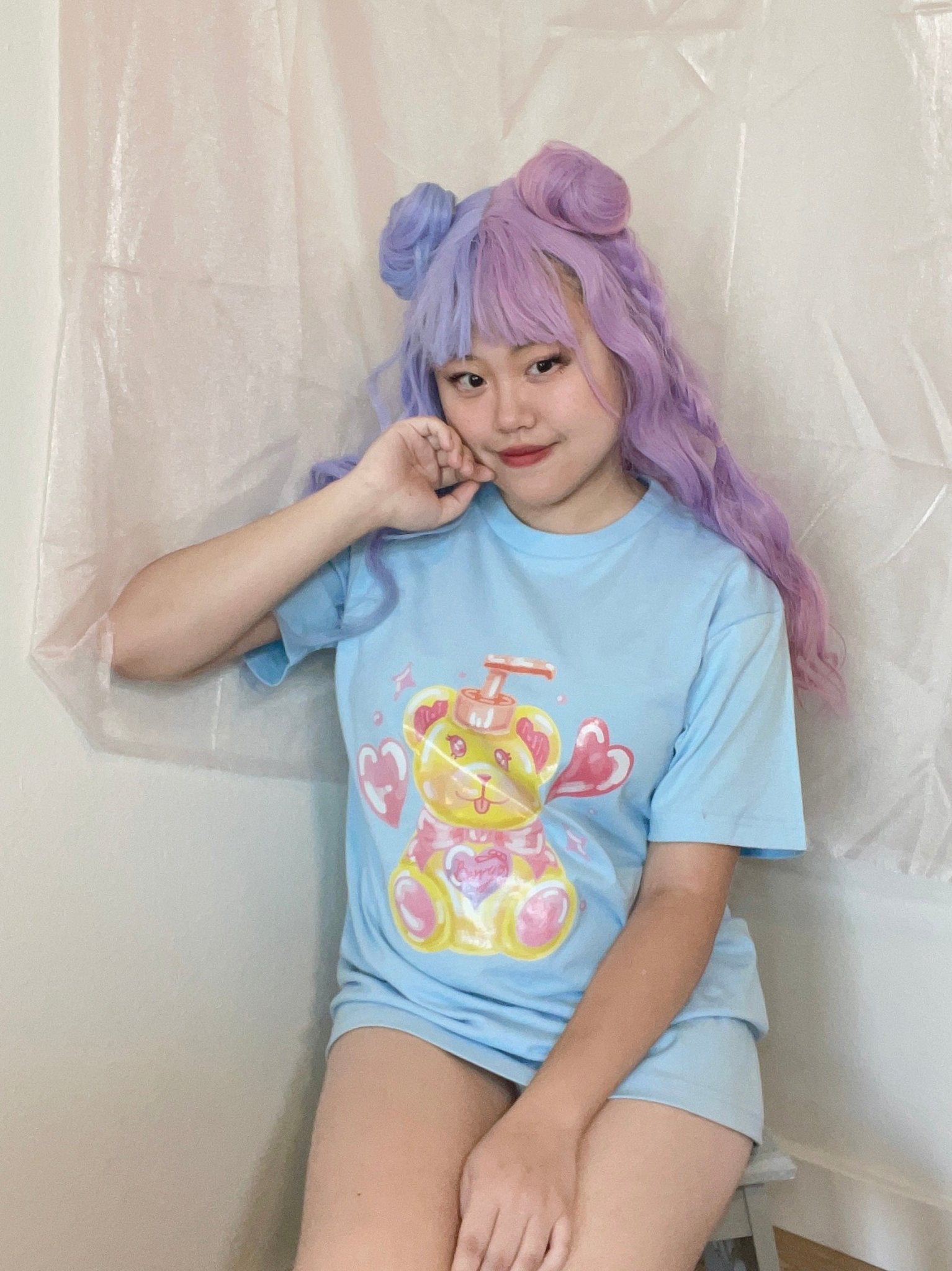 Shampoo Bear, Kawaii Design T shirt. Unisex T shirt. Cotton Shirt. - strawberryinmint