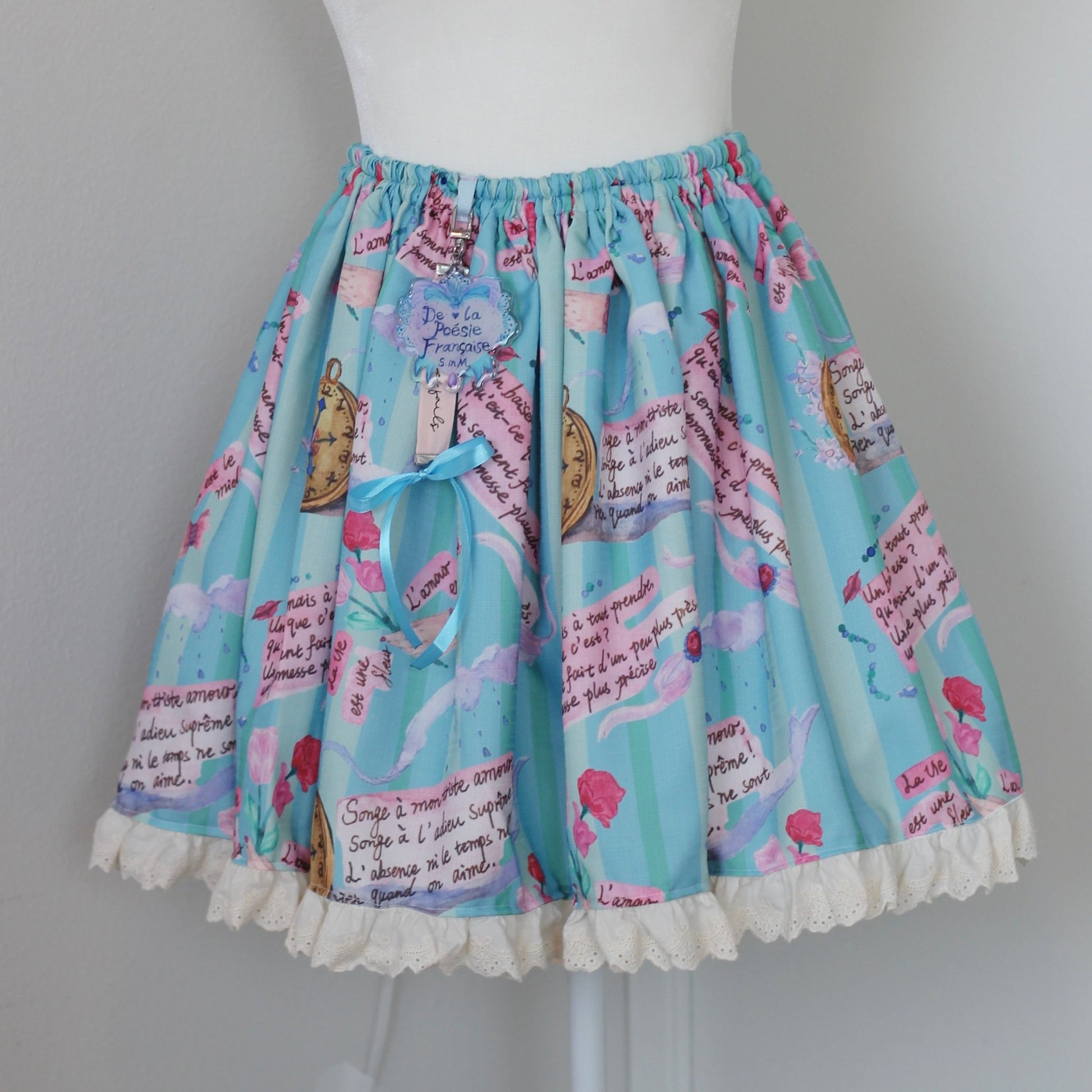 The French Poetry. Handmade Lolita Skirt with Decoration. - strawberryinmint