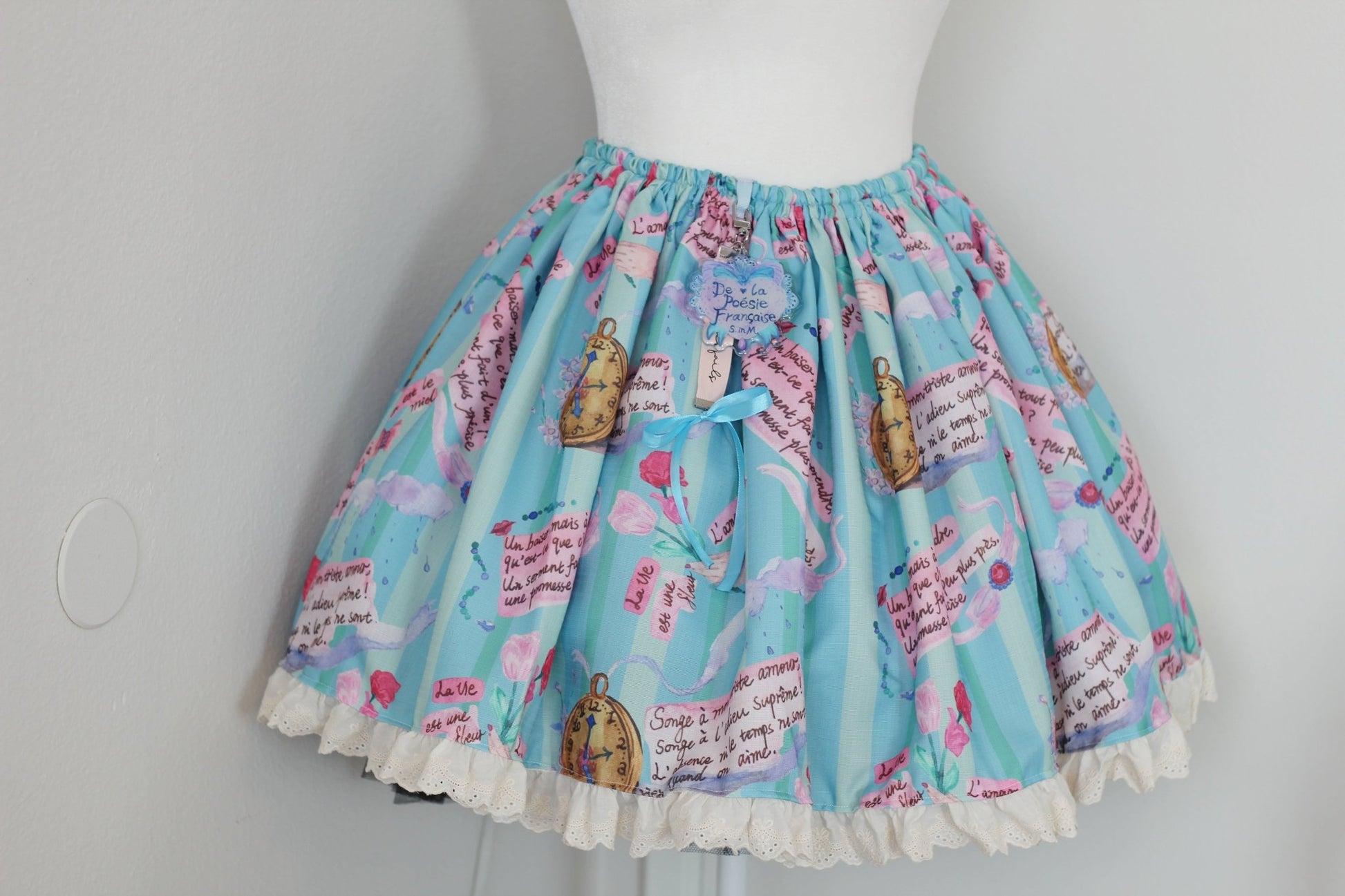 The French Poetry. Handmade Lolita Skirt with Decoration. - strawberryinmint